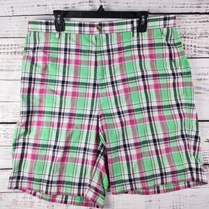 FootJoy Golf Shorts W40 Pink Green Plaid Performance Stretch FJ Acushnet Casual